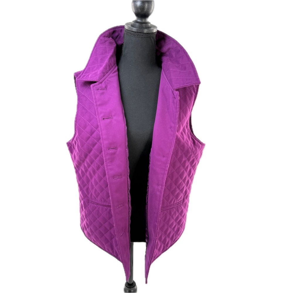 Drapers & Damons Purple Quilted Button Up Vest with Collar, Pockets Size P-Large - Picture 12 of 17